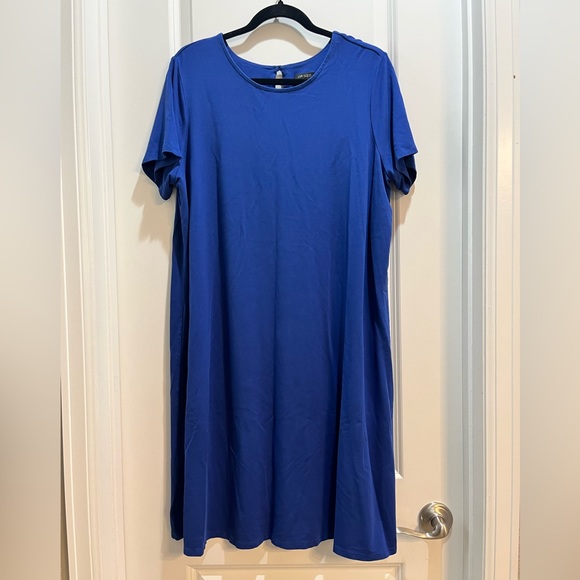 J. Jill Dresses J Jill Wearever Collection Royal Blue Jersey Knit Dress Xl Pleated Back